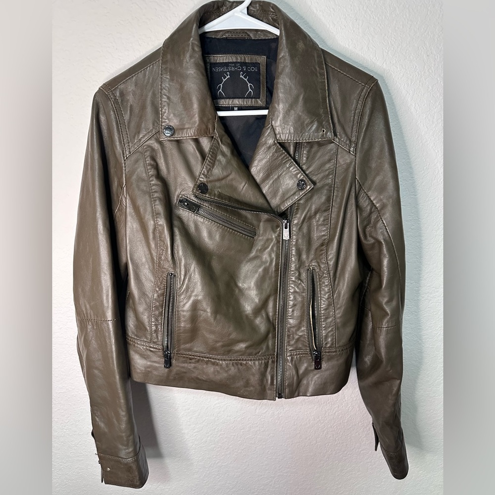 Bod & Christensen Leather Biker Jacket - size:M